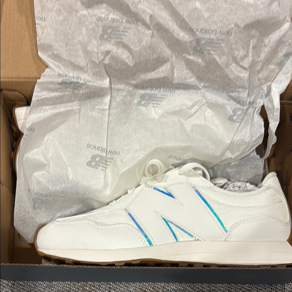 New Balance White Sneakers with Blue Accents